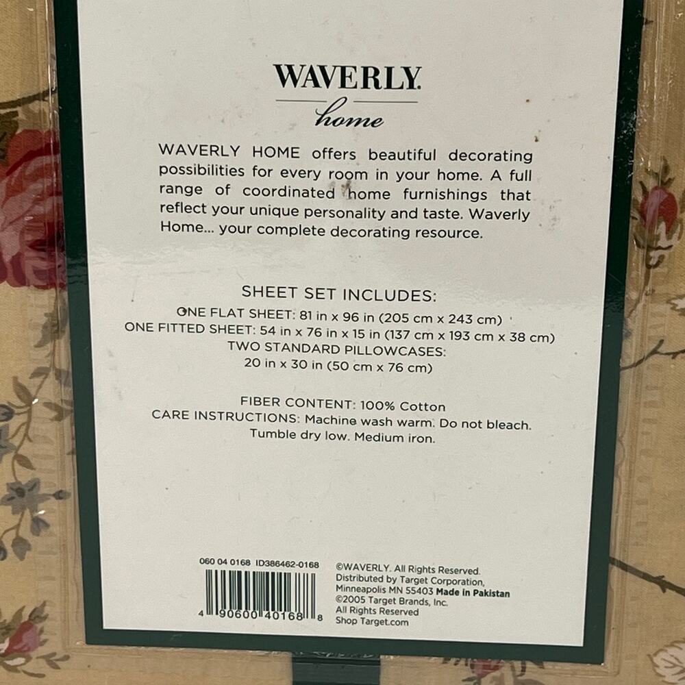 Waverly Full Sheet Set Garden Room Sonata Harbor House Norfolk Rose Very Rare - Picture 3 of 7